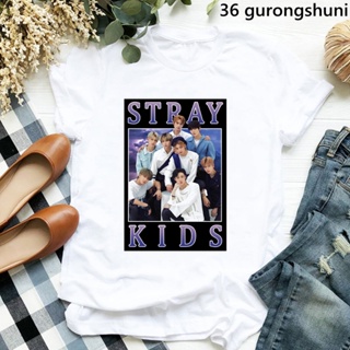 Kpop T Shirt Femme Rainbow Stray Kids Letter Print Tshirt WomenS Clothing   Music Lover Korean Style T-Shirt Femal_11