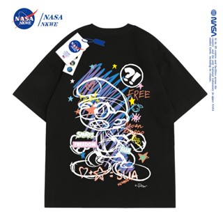 2023 เสื้อยืดแขนสั้น ผ้าฝ้าย พิมพ์ลายหมี กระต่าย NASA แฟชั่นฤดูร้อน สําหรับผู้ชาย และผู้หญิง_23