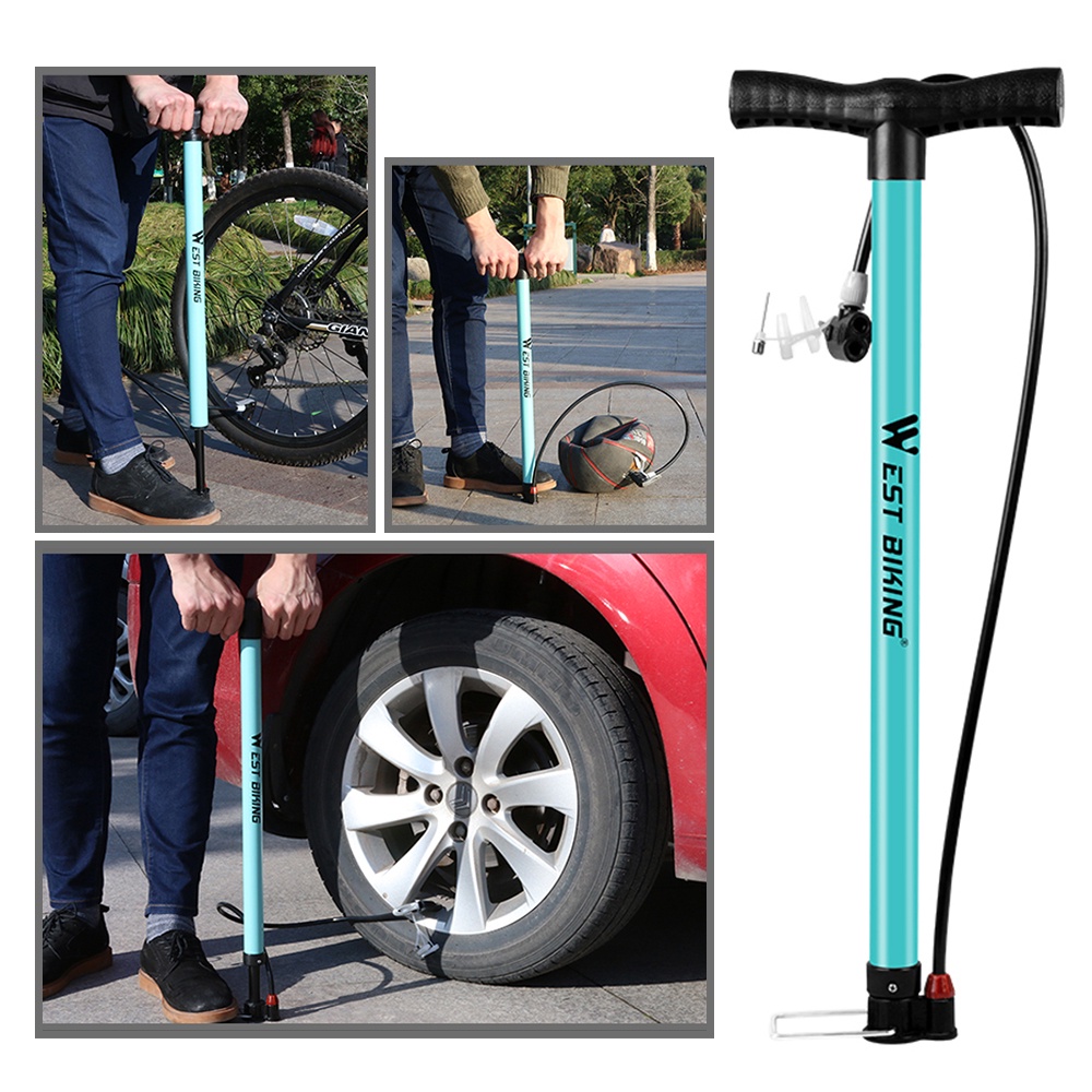 Bicycle Floor Pump 160PSI Bike Air Pump with Gauge Presta & Schrader
