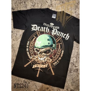 FFDP Five Finger Death Punch ROCK เสื้อยืด เสื้อวง เสื้อดำ สกรีนลายอย่างดี ผ้าหนานุ่ม  T SHIRT S M L XL XXLเส_46