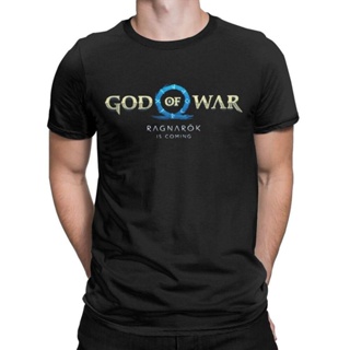 เสื้อยืดผ้าฝ้ายพรีเมี่ยม Funny God of War Ragnarok Printed T-shirts Men O Neck Cotton T Shirt Classic Short Sleeve Tee O