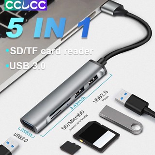 Cclcc อะแดปเตอร์ฮับ USB Tyep C 5 in 1 USB 3.0 พร้อมการ์ดรีดเดอร์ SD TF สําหรับ PC MacBook Air Mac Pro Mini iMac Surface Pro XPS PS4 PS5 Xbox One