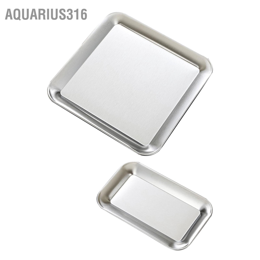 aquarius316-ถาดเสิร์ฟจานสแตนเลสสี่เหลี่ยมถาดบาร์บีคิวจานสีเงินสำหรับบ้าน