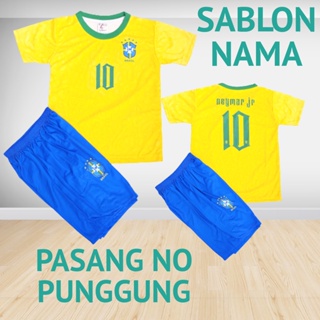 เสื้อกีฬาแขนสั้น ลายทีมชาติฟุตบอล brazil away World Cup ชุดเยือน สําหรับเด็ก