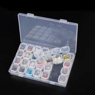 【AG】Clear Plastic 28 Slots Nail Tools Jewelry Display Box Case Organizer
