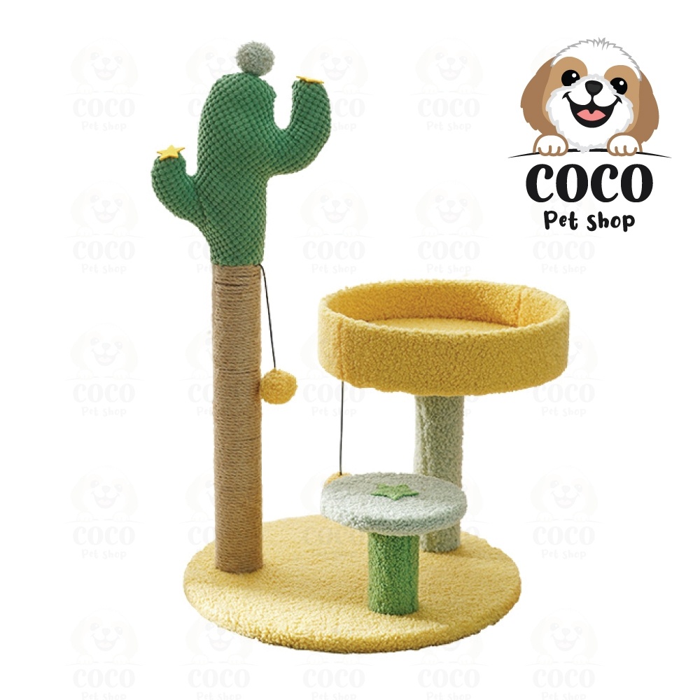 cocopet-shop-คอนโดแมว-คอนโดมินิ-คอนโด-2-ชั้น-รูปกระบองเพชร-หอคอย-คอนโดผ้าแมวนุ่มๆ-ทาวเวอร์แมวปีน-พร้อมเครื่องเล่น