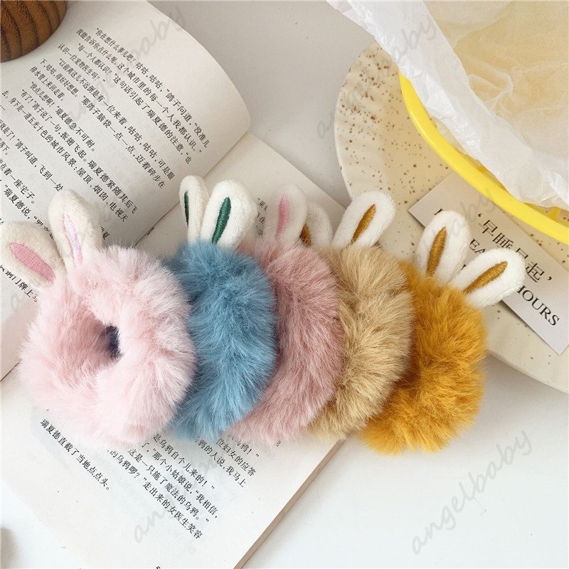 ที่คาดผม-ผ้ากํามะหยี่ขนนิ่ม-รูปกระต่ายน่ารัก-สีแคนดี้