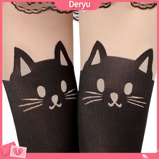 deryu-ถุงน่องเลกกิ้งเซ็กซี่-ทรงสูง-ลายหางแมว-สําหรับผู้หญิง