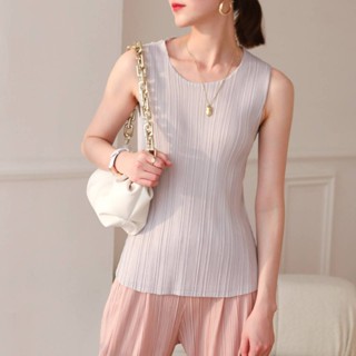 Restock!! 2MUAY รุ่น GJO7981 เสื้ออัดพลีทงานคุณภาพ BASIC ROUND NECK PLEAT TOP 18สี FREE SIZE