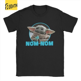 เสื้อยีด ผู้ชายดิสนีย์เด็กกินคุกกี้ Nom Nom Tee ผู้หญิงเสื้อยืดแขนสั้นพิมพ์เสื้อผ้า Star Wars Yoda หญิงตลกเพื่อ_05