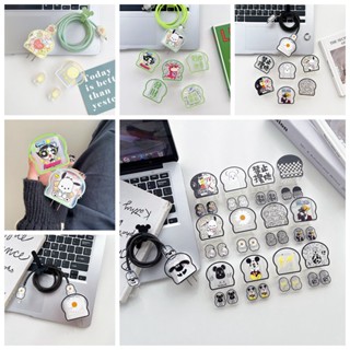 ใหม่ เคสซิลิโคน ลายการ์ตูน สําหรับป้องกันสายชาร์จ Iphone 18W 20W 4 ชิ้น