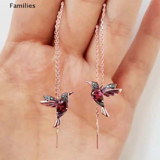 Families&gt; Hummingbird ต่างหูระย้า ห้อยจี้คริสตัล รูปนก