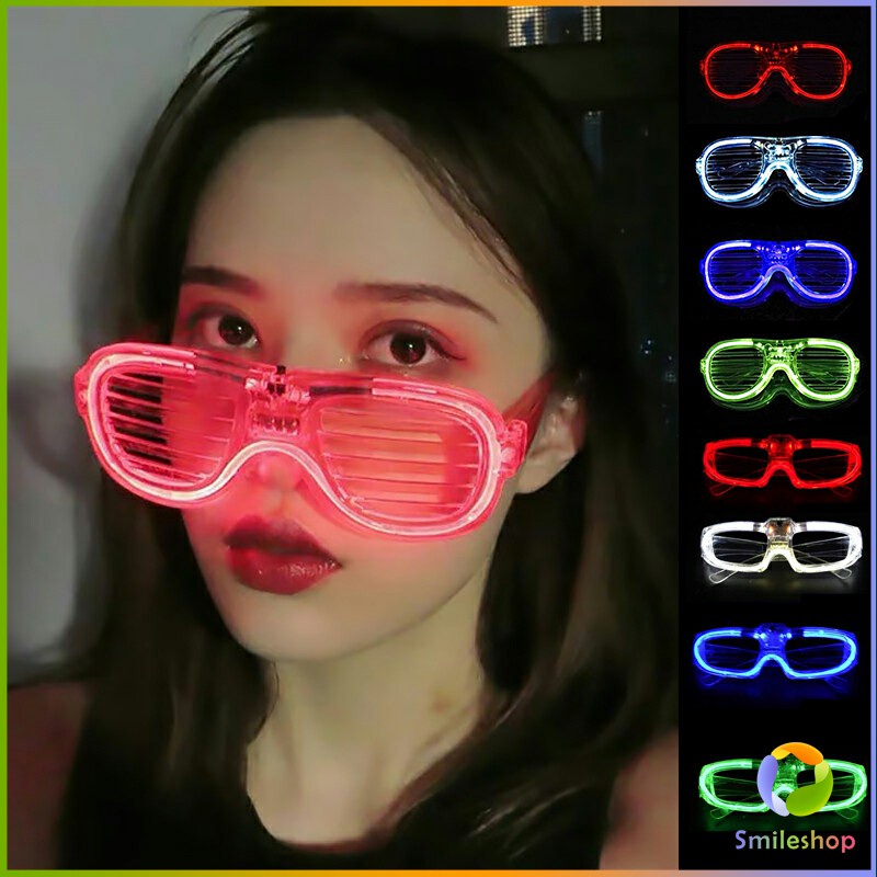 smileshop-แว่นตาเรืองแสง-มีหลอดไฟ-led-แว่นตาเรืองแสง-คริสต์มาส-luminous-glasses