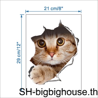 【Biho】สติกเกอร์ ลายการ์ตูนแมวน่ารัก 3D สําหรับติดตกแต่งผนังห้องน้ํา 21x2