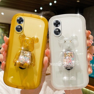 Phone Case OPPO A78 5G A17 A17k เคส Latest Transparent Candy Quicksand Bear Stand Silicone Soft Casing OPPO A78 5G Lens Protection Back Cover เคสโทรศัพท