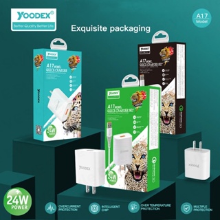 YOODEX A17 Model  QC3.0 24W technology supports various mobile devices fast charger หัวชาร์จ/ชุดชาร์จ สำหรับ