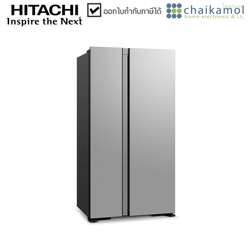 hitachi-ตู้เย็นไซด์-บาย-ไซด์-21-คิว-สี-glass-silver-รุ่น-r-s600pth0-sbs-ประกัน-10-ปี-side-by-side-21q