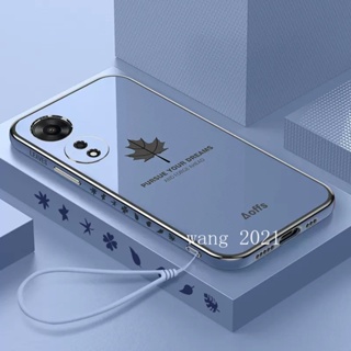 2023 New HandPhone Case OPPO Reno8 T 5G 4G เคส Casing Maple Leaf Plating Silicone Anti-fall Soft Case Back Cover เคสโทรศัพท