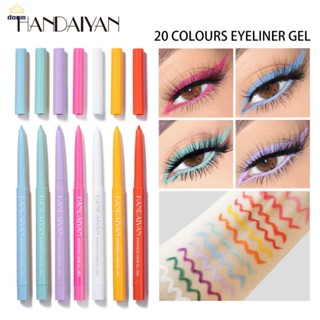 อายไลเนอร์ Handaiyan กันน้ำและกันเหงื่อ อายไลเนอร์ปั้มหางตา ประกายระยิบ Non-Smudge Eyeliner Pen 20 สี Ultra-Fine Eyeliner 【 Doom】