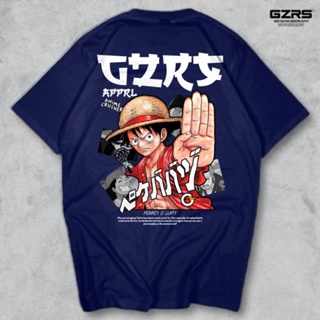 Gzrs เสื้อยืด ฟางหมวก ลูฟี่ D. ลิง - สีกรมท่า