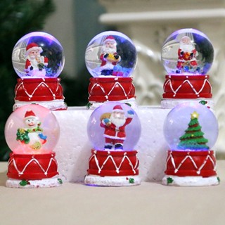 【AG】Glass Snow Globe Exquisite Holiday Decor Glowing Crafts Christmas Tree Santa Claus Snowman Glass Ball Ornament Home Decoration