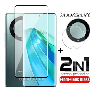 2in1 ฟิล์มกระจกนิรภัยกันรอยหน้าจอ เลนส์กล้องหลัง ทรงโค้ง 3D สําหรับ Huawei Honor X9b X9a X9 A X8a X7a X6a X6 X 6 HonorX9a HonorX9 HonorX6a 4G 5G