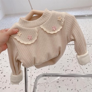 [Babycat] พร้อมส่ง ขายดี เสื้อลูกไม้ ผ้าฟลีซ แบบหนา สองชั้น สไตล์เกาหลี ญี่ปุ่น แฟชั่นฤดูใบไม้ร่วง ฤดูหนาว สําหรับเด็กผู้หญิง