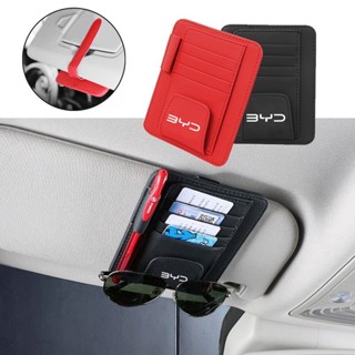 BYD Atto 3 Dolphin Seal U คลิปที่บังแดดรถยนต์ แบบหนัง ที่เก็บบัตรในรถยนต์ ที่เก็บของติดบังแดดรถยนต์ BYD Atto 4 Yuan Plus