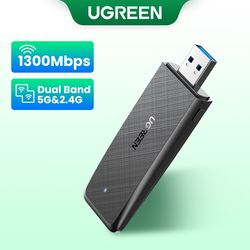 ภาพสินค้าUgreen อะแดปเตอร์เครือข่าย WiFi ไร้สาย 1300Mbps ปลั๊ก USB 2.4G และ 5G สําหรับคอมพิวเตอร์ PC จากร้าน ugreen.th บน Shopee ภาพที่ 1