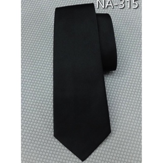 เน็คไทล์ผ้าไหมสีพื้นเนื้อเรียบ สีดำ รหัส NA-315
