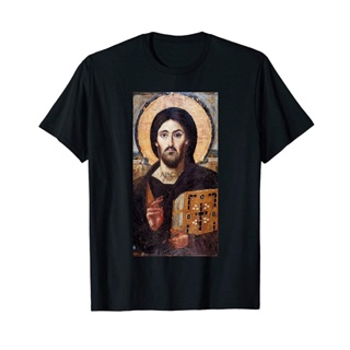 เสื้อยืด พิมพ์ลาย Jesus Christ Pantocrator Sinai Orthodox Christian Icon ของขวัญ สําหรับผู้ชาย