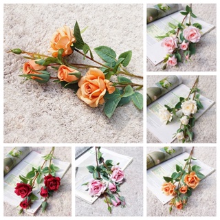 【AG】Rose Branch Portable Korean Style Fabric Fadeless Vivid Simulation Peony Bouquet Home Garden Wedding Decoration