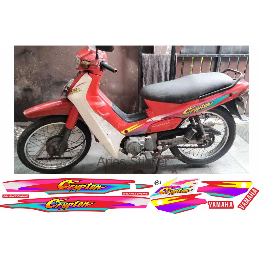 Merah สีแดง YAMAHA CRYPTON LIS STICKER STRIPING | Shopee Thailand