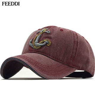 Feeeddi หมวกเบสบอล ผ้ายีน ปักลายสมอเรือ สไตล์เกาหลี เหมาะกับฤดูร้อน สําหรับผู้ชาย