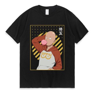 เสื้อยืดแขนสั้นลําลอง ผ้าฝ้ายแท้ พิมพ์ลายกราฟฟิคการ์ตูน One Punch Man Oppai Saitama สไตล์ญี่ปุ่น สําหรับผู้ชาย_07