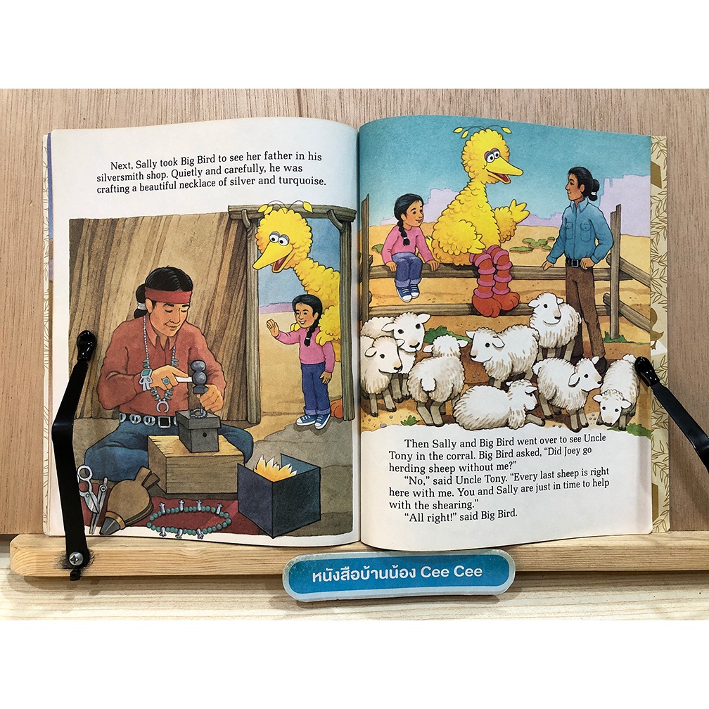 หนังสือนิทานภาษาอังกฤษ-ปกแข็ง-a-little-golden-book-sesame-street-big-bird-visits-navajo-country