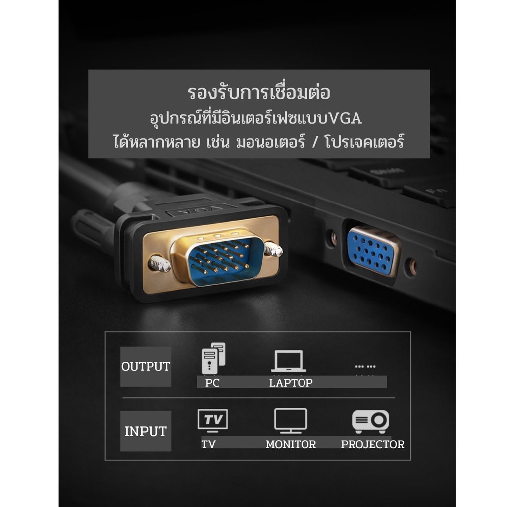 ตัวท๊อป-สาย-vga-3-6-งานอย่างดี-สายจอภาพ-ผู้-ผู้-รองรับภาพ1080p-vga-cable-for-pc-projector-laptop