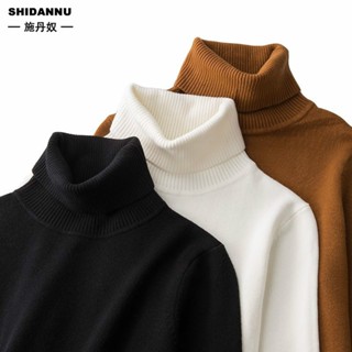 ☃เสื้อกันหนาวแขนยาวลําลอง คอเต่า ผ้าถัก แบบบาง เข้ากับทุกการแต่งกาย สไตล์เกาหลี สําหรับผู้ชาย