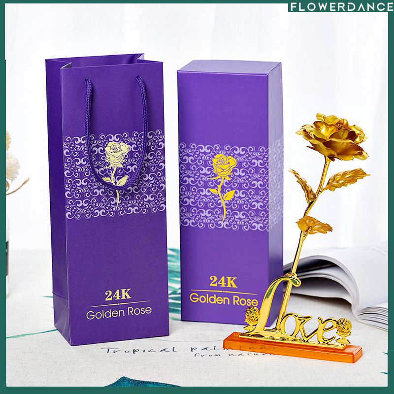 24k-gold-plated-golden-rose-ดอกไม้พร้อมกล่องครบรอบแฟนภรรยาโรแมนติกวันวาเลนไทน์คนรักของขวัญงานรื่นเริงปาร์ตี้-flowerdance