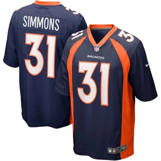 เสื้อกีฬารักบี้ ลายทีม NFL Denver Mustang Denver Broncos 31#Justin เสื้อกีฬาแขนสั้น ลายทีม Simmons Jersey