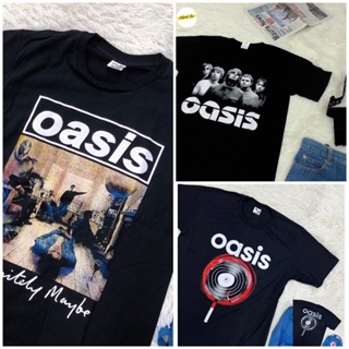 เสื้อยืดเด็กผช เสื้อวินเทจชาย เสื้อยืดโอเวอร์ไซส์เสื้อวง Oasis. (OS.01) พิมพ์หน้า-หลังS-3XL เสื้อขาว_46