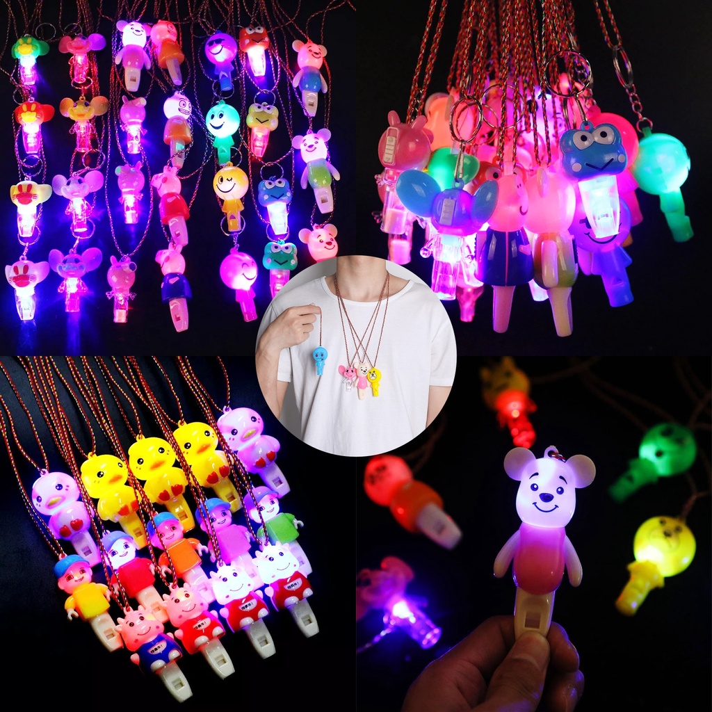 LED whistle นกหวีดพลาสติกลายการ์ตูนน่ารัก นกหวีดเรืองแสง นกหวีดมีไฟ จี้ ...