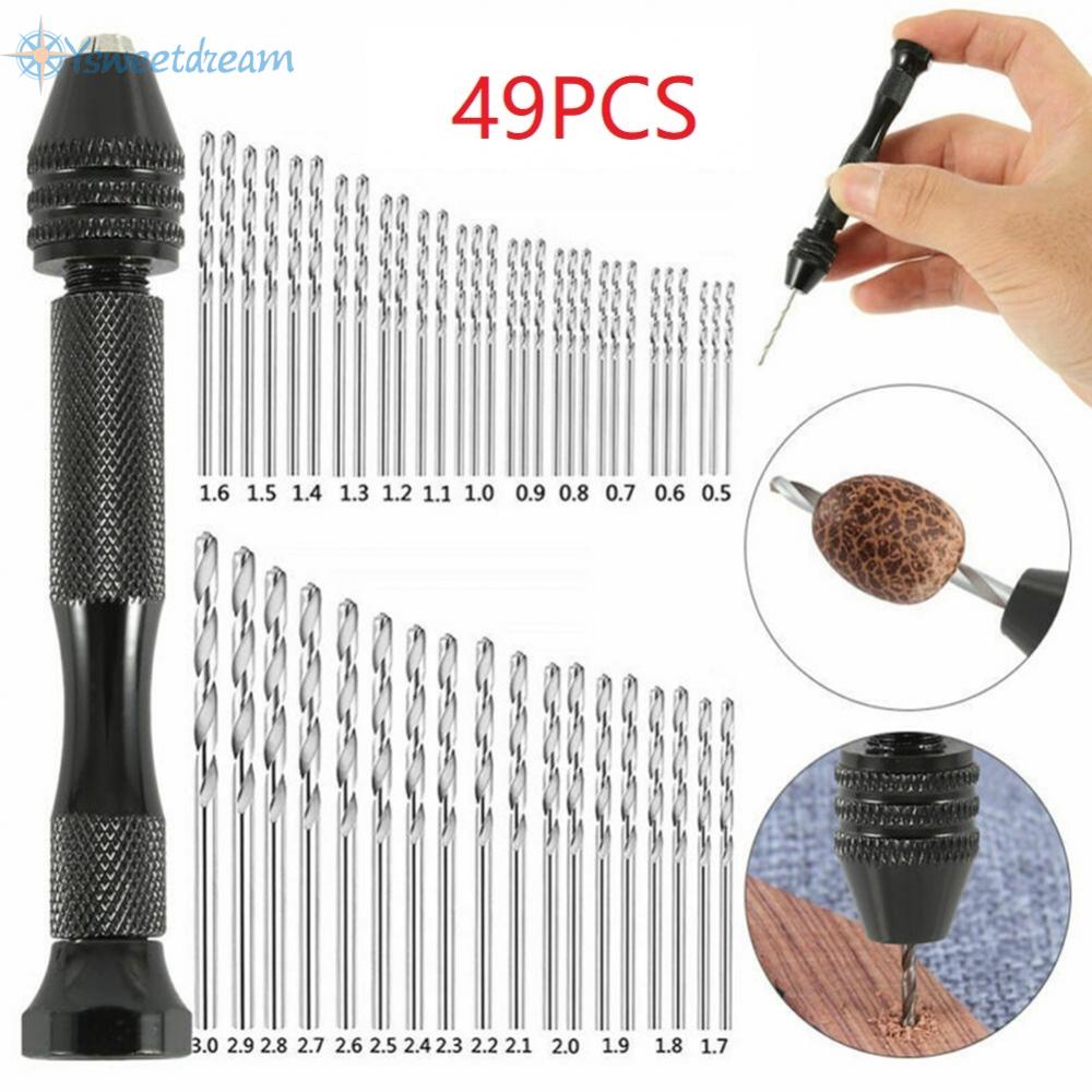 【SWTDRM】49PCS Set HSS Mini Micro Spiral Hand Push Drill Chuck Drill Pin ...