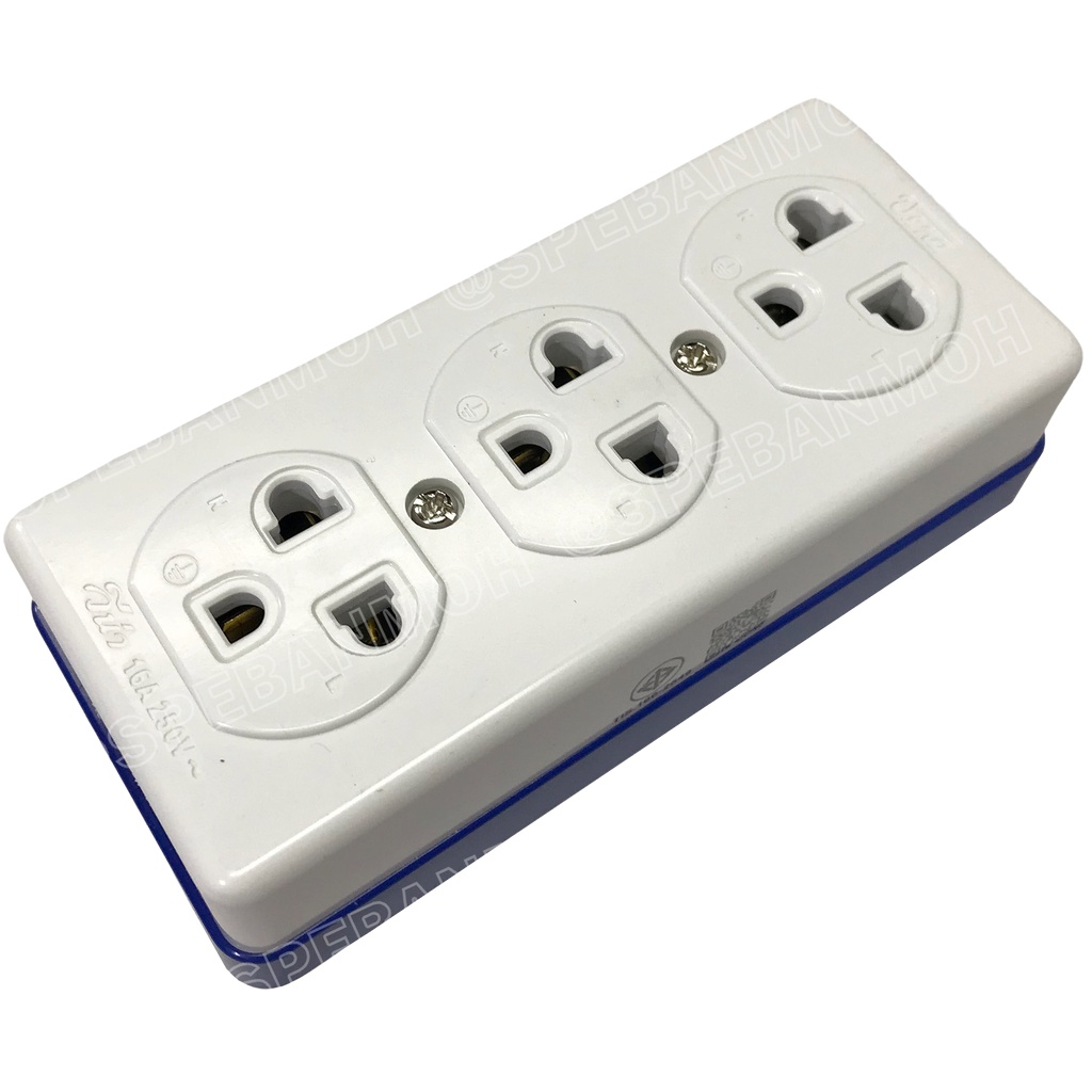 [ 1ชิ้น ] GR1633 เต้ารับ VENA 3ตำแหน่ง Triplex receptacle with earthing ...