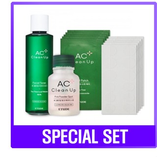 [ETUDE] ชุดทำความสะอาด AC / [ETUDE] AC Clean Up Set (Facial Fluid 180ml, Facial Toner 200ml, Cleansing Foam 150ml, Pink Powder Spot 15ml, Pink Powder Mask 100ml)