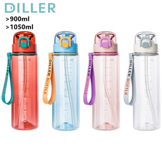Diller ขวดน้ํา Tritan ขนาดใหญ่ พร้อมฝาปิด กันรั่วซึม ไร้ BPA สําหรับดื่ม (900/1050 มล.) DB2318