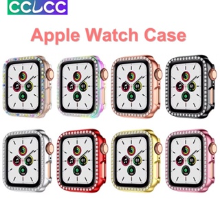 Cclcc เคสคริสตัลเพชร พร้อมกระจกนิรภัยกันรอยหน้าจอ สําหรับ Apple Watch 41 มม. 45 มม. 44 มม. 42 มม. 40 มม. 38 มม. Apple Watch Series 8 7 SE 6 5 4 SE 3 2 1