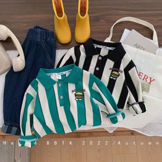 ฤดูใบไม้ผลิเด็กใหม่สไตล์เกาหลีลายมัดย้อมเสื้อแขนยาวคอโปโลเสื้อกันหนาว