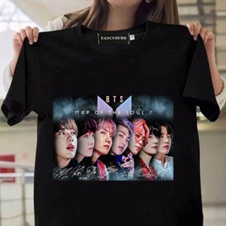 🌟​พร้อมส่ง​🌟 Short Sleeve Female T-shirt With Round Neck Print Bts 7