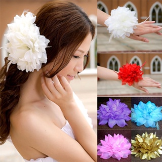 【AG】Bridal Wedding Party Flower Headband Elastic Pin Hair Wrist Band Corsage Decor